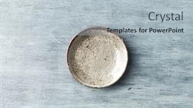  Presentation with ceramic - Slide deck having gray-stoneware-plate-on-blue background and a light blue colored foreground
