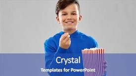  Presentation with blue food - Slide deck having happy smiling boy in blue background and a ocean colored foreground