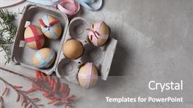  Presentation with carton for eggs - Amazing presentation theme having gray tile surface with flower backdrop and a gray colored foreground