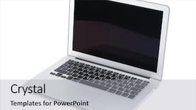  Presentation with aluminium - Theme consisting of grayish - thin aluminium laptop isolated background and a light gray colored foreground