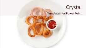  Presentation with manufacturing steel plate - PPT theme featuring greasy - plate with fried onion rings background and a lemonade colored foreground