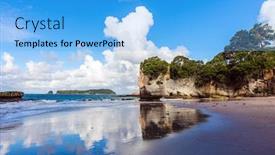  Presentation with sand ocean - Beautiful PPT theme featuring great-adventure-for-the-rest backdrop and a light blue colored foreground