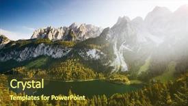  Presentation with alpine - Slide deck having great azure alpine lake vorderer background and a tawny brown colored foreground