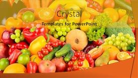  Presentation with fruits - PPT theme featuring great-background-made-of-vegetables background and a gold colored foreground