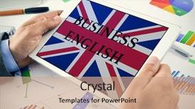  Presentation with business office desk - PPT layouts consisting of great benefits - closeup of a young caucasian background and a coral colored foreground