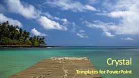  Presentation with coral reefs blue water beautiful sky - Audience pleasing presentation consisting of great blue sky and turqoise backdrop and a tawny brown colored foreground