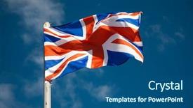  Presentation with great britain - Slides featuring great britain flag against blue background and a ocean colored foreground