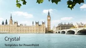  Presentation with parliament - Theme having great britain history - big ben and houses background and a light blue colored foreground