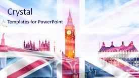  Presentation with flag history brexit brexit - Audience pleasing slide deck consisting of great britain history - brexit concept - double exposure backdrop and a sky blue colored foreground