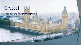  Presentation with westminster - PPT layouts enhanced with great britain history - london - palace of westminster background and a sky blue colored foreground