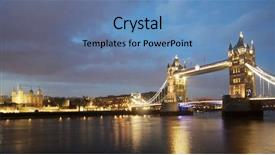  Presentation with tower of london - PPT theme consisting of great britain history - tower bridge at night london background and a teal colored foreground