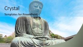  Presentation with buddha - PPT layouts having great buddha kotoku-in temple background and a light blue colored foreground