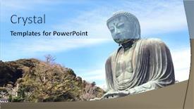  Presentation with buddha - Presentation theme featuring great-buddha-kotoku-in-temple background and a light blue colored foreground