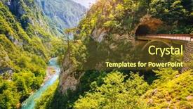  Presentation with top view of amazon river - PPT theme with great canyon of river piva background and a tawny brown colored foreground
