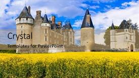  Presentation with gothic architecture castles - Audience pleasing presentation design consisting of great castles of loire valley backdrop and a  colored foreground