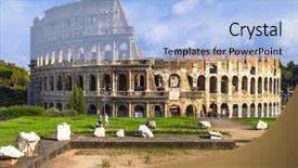  Presentation with rome - Colorful PPT theme enhanced with great colosseum rome backdrop and a light blue colored foreground