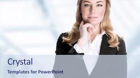  Presentation with business woman standing on maze - Audience pleasing presentation consisting of great corporate luxury career work backdrop and a sky blue colored foreground