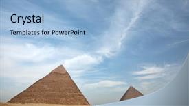  Presentation with cairo - Beautiful presentation theme featuring great egyptian pyramids in giza backdrop and a light blue colored foreground