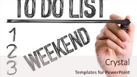  Presentation with weekend - Presentation design having great god - hand with marker writing background and a lemonade colored foreground