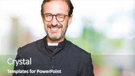  Presentation with happy sad face man - Presentation theme consisting of great god - middle age priest man wearing background and a dark gray colored foreground