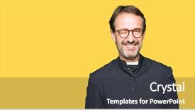  Presentation with happy sad face man - Beautiful slide deck featuring great god - middle age priest man wearing backdrop and a dark gray colored foreground
