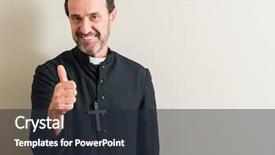  Presentation with religion and politics - Colorful PPT layouts enhanced with great god - senior priest religion man happy backdrop and a  colored foreground