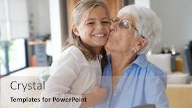  Presentation with kiss - Audience pleasing presentation consisting of great grandmother giving a kiss to little girl backdrop and a mint green colored foreground