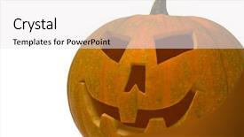  Presentation with blue orange white - Colorful presentation design enhanced with great harvest - big orange jack-o-lantern pumpkin backdrop and a white colored foreground
