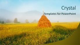  Presentation with artistic - PPT theme featuring great harvest - fantastic day with fresh blooming background and a  colored foreground