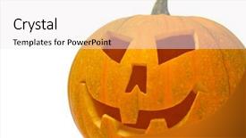  Presentation with pumpkin seeds as pumpkin - Presentation theme having great harvest - jack-o-lantern pumpkin on a white background and a  colored foreground