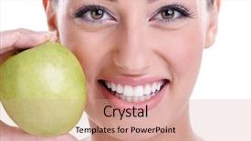  Presentation with apple - Slide set consisting of great healthy smile with green background and a coral colored foreground