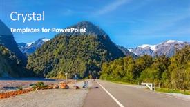  Presentation with forests - Amazing presentation theme having great-highway-among-fields-forests backdrop and a teal colored foreground