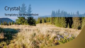  Presentation with scene - Cool new PPT theme with great hills and picturesque scene backdrop and a light blue colored foreground