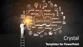  Presentation with great idea - Audience pleasing presentation theme consisting of great-idea-for-success-achieving backdrop and a dark gray colored foreground