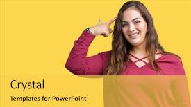  Presentation with plus size fashion model - Colorful PPT theme enhanced with great idea or thought good backdrop and a yellow colored foreground
