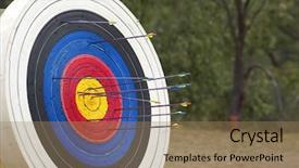  Presentation with archery - PPT layouts with great image of a archery background and a coral colored foreground
