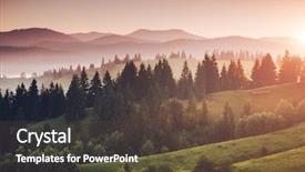  Presentation with save environment earth - PPT theme with great impressions - misty alpine valley in warm background and a tawny brown colored foreground