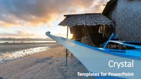  Presentation with boat - Presentation design consisting of great impressions - traditional philippino boat background and a teal colored foreground