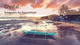  Presentation with philippine traditional dance - Presentation theme enhanced with great impressions - traditional philippino boat background and a coral colored foreground