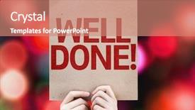  Presentation with done - Colorful PPT theme enhanced with great leader - well done card with colorful backdrop and a coral colored foreground