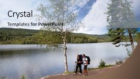  Presentation with camping - Slides featuring great lakes - couple on a camping trip background and a  colored foreground