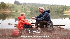  Presentation with maroon bells and maroon lake - Presentation theme with great lakes - grandfather and grandson sitting background and a violet colored foreground