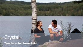  Presentation with man and woman - Slides enhanced with great lakes - man and woman taking background and a  colored foreground