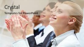  Presentation with partners - Cool new PPT theme with great leader - photo of business partners hands backdrop and a soft green colored foreground