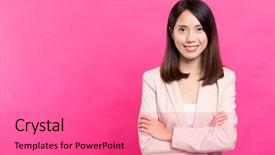  Presentation with asian - PPT theme enhanced with great leadership - asian businesswoman portrait background and a coral colored foreground