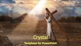  Presentation with sun desert - Audience pleasing PPT theme consisting of great martyr with cross backdrop and a tawny brown colored foreground