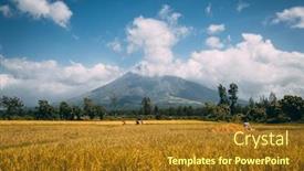  Presentation with sunny sky - Presentation theme consisting of great-mayon-volcano-on-luzon background and a tawny brown colored foreground