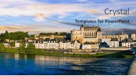  Presentation with river valley - Presentation theme having great-medieval-castles-and-historical background and a light blue colored foreground