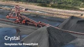  Presentation with coal mining - Presentation theme having great mining wheel of coal background and a ocean colored foreground