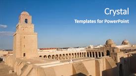  Presentation with islam - PPT layouts with great mosque of kairouan tunisia background and a teal colored foreground